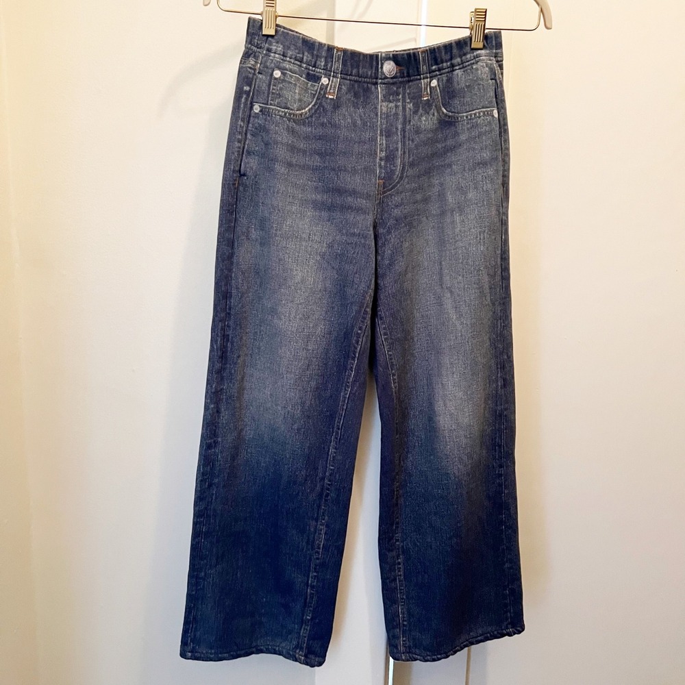 rag & bone Wide Leg Dark Blue Denim Jeans